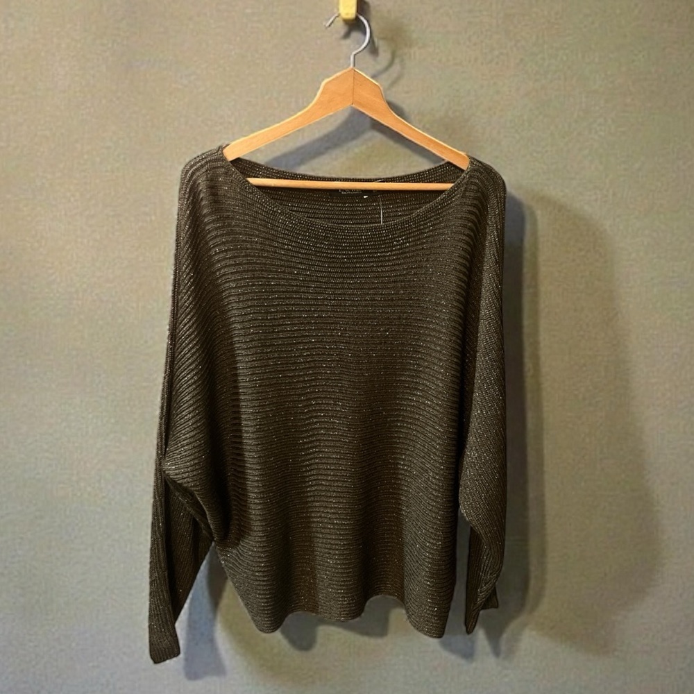 NWT Lauren Ralph Lauren Women's Plus Size 2X Green Sparkle Long Sleeve Sweater